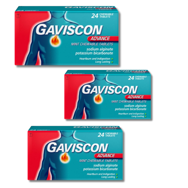 Gaviscon Advance Mint Chewable - 24 Tablets x 3