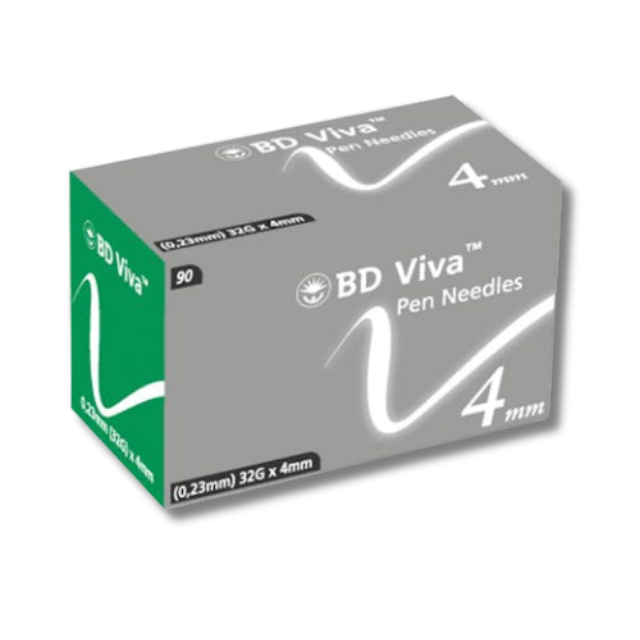 BD Viva 4mm / 32G Diabetic Pen Needles - Pack of 90 Needles for Comfortable Injection