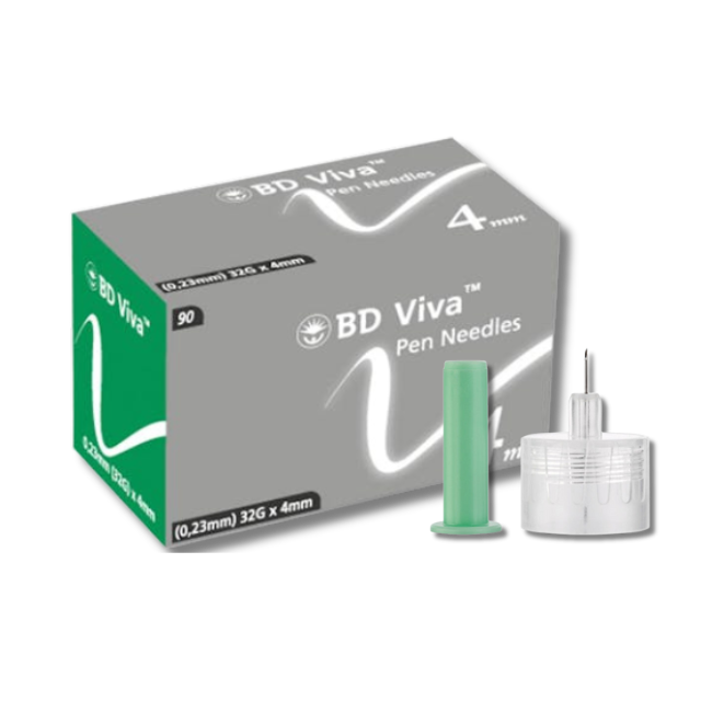 BD Viva 4mm / 32G Diabetic Pen Needles - Pack of 90 Needles for Comfortable Injection