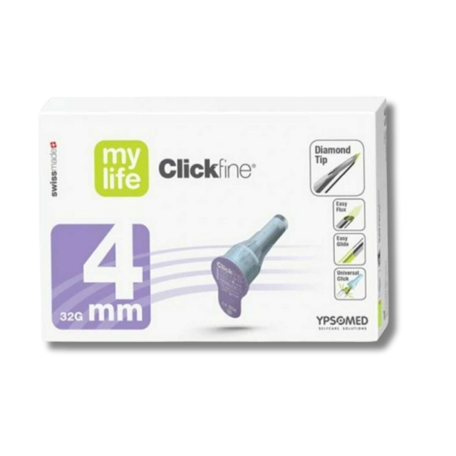 MyLife Clickfine 4mm / 32G Pen Needles - Pack of 100 for Reliable Performance