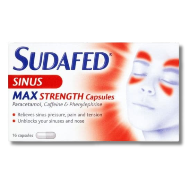 Sudafed Sinus Max Strength – 16 Capsules