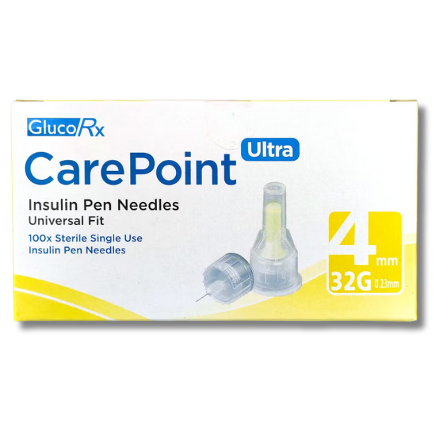 GlucoRx CarePoint ULTRA 4mm 32g - Pack of 100 Needles